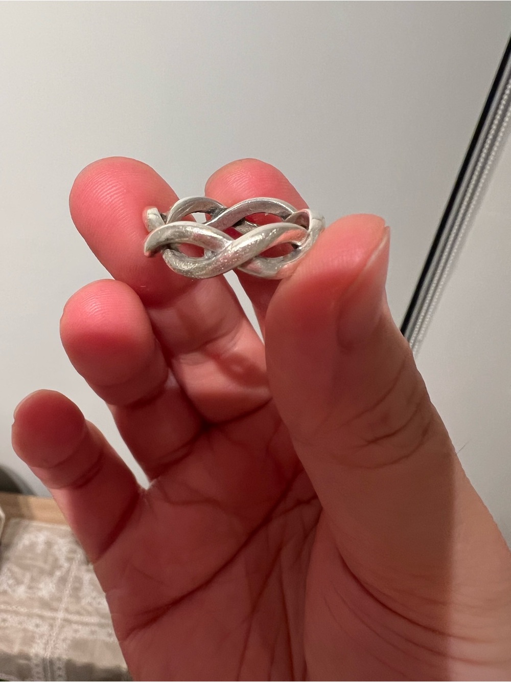 925 Sterling Silver Twisted Infinity Crossover Band Ring Knot Link Size 7